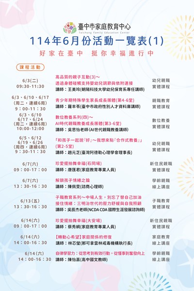 114年6月份活動一覽表1
