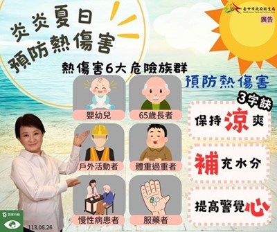 關心熱傷害6大危險族群並謹記-涼-補-心-預防熱傷害口訣-遠離熱傷害