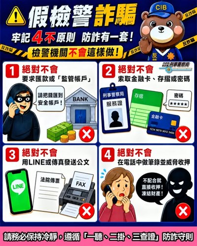 識破「假檢警」詐騙